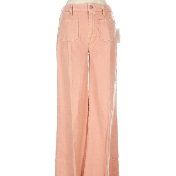 NWT $228 MOTHER Flare Palazzo Pants Jeans Peach Tan Mid-Rise Size 29 - Picture 1 of 11